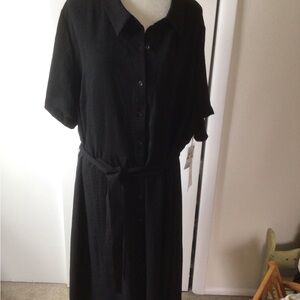 CeCe BELTED MIDI SHIRTDRESS- BRAND NEW WITH TAGS- BLACK- 3X